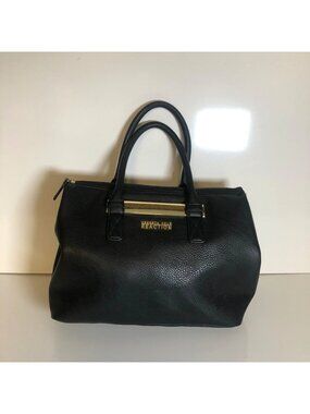 Kenneth Cole Reaction Faux Leather Handbag Dual Handles Goldtone Accents